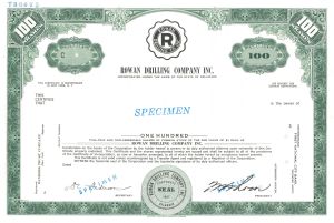 Rowan Drilling Co. Inc. - Offshore Drilling Specimen Stock Certificate