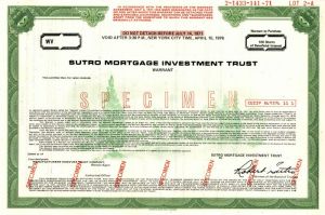 Sutro Mortgage Investment Trust - Warrant to Purchase 100 Shares of Beneficial Interest