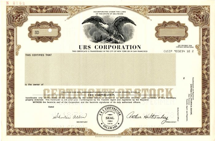 URS Corporation - Specimen Stock Certificate
