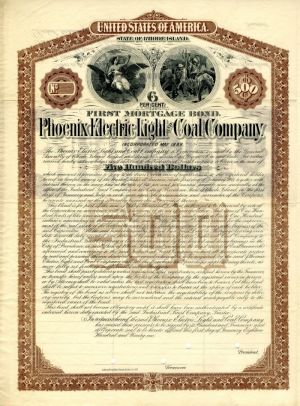 Phoenix Electric Light and Coal Co. - $500 Specimen Bond