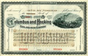 Columbus and Hocking Coal and Iron Co. - Specimen Stock Certificate