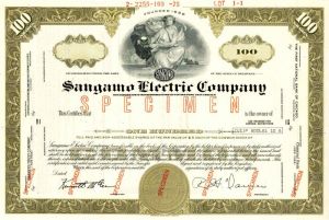 Sangamo Electric Co. - Specimen Stock Certificate