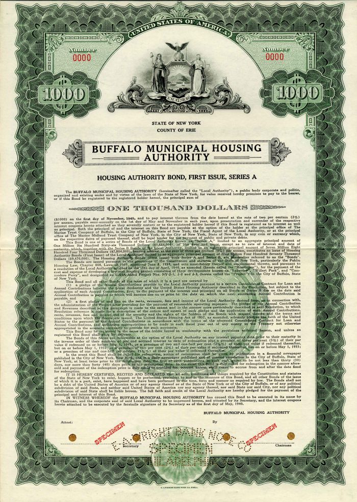 Buffalo Municipal Housing Authority - $1,000 Bond