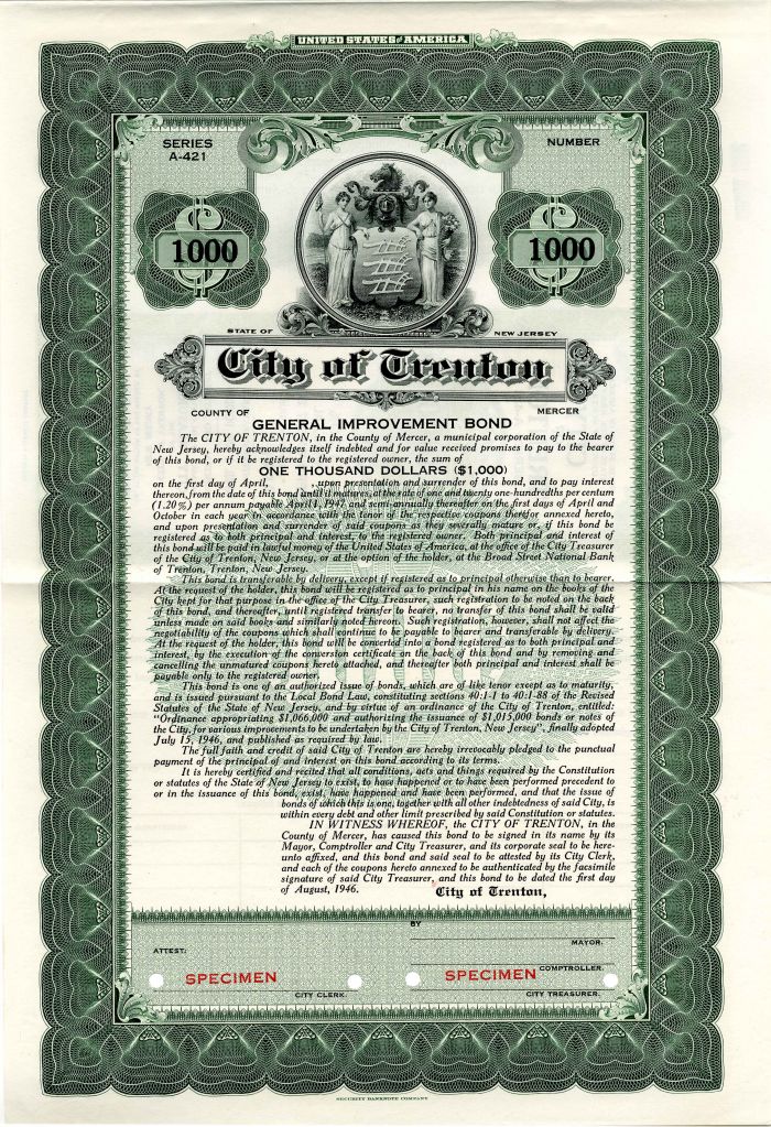 City of Trenton - $1,000 Bond