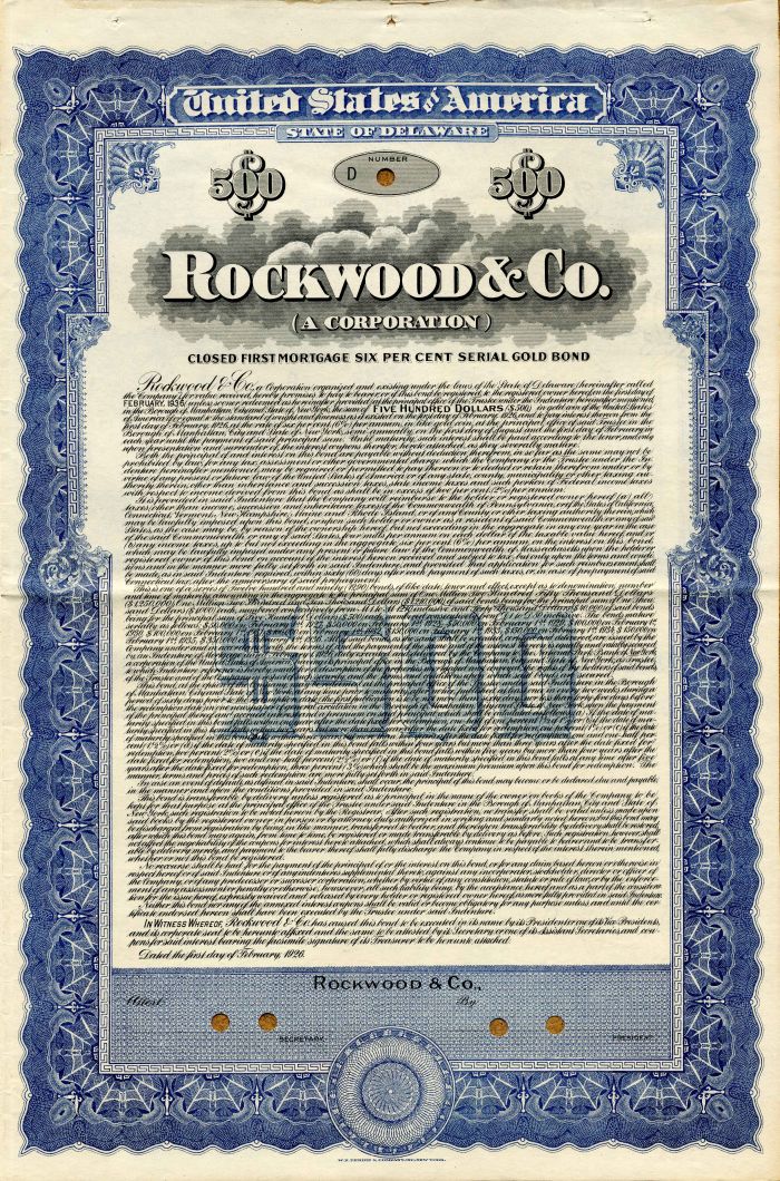 Rockwood and Co. - $500 Bond