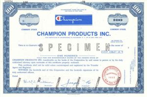 Champion Products Inc. - Specimen Stock Certificate