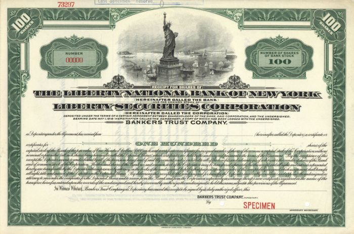 Liberty National Bank of New York - Liberty Securities Corporation - Specimen Stock