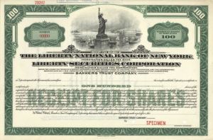 Liberty National Bank of New York - Liberty Securities Corporation - Specimen Stock