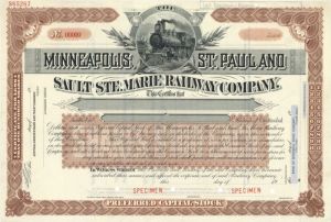 Minneapolis, St. Paul and Sault Ste. Marie Railway Co. - Specimen Stock