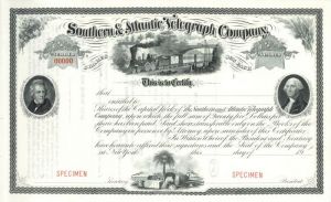Southern and Atlantic Telegraph Co. - Specimen Stock