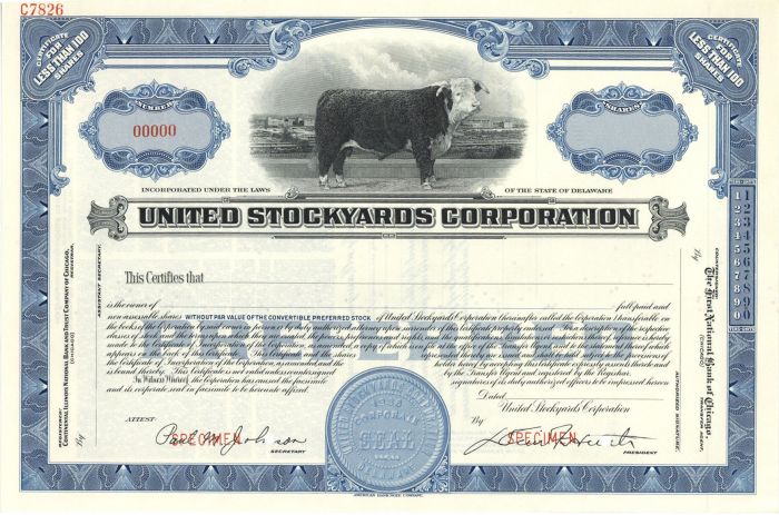 United Stockyards Corporation - Specimen Stock