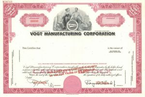 Vogt Manufacturing Corporation - Specimen Stock