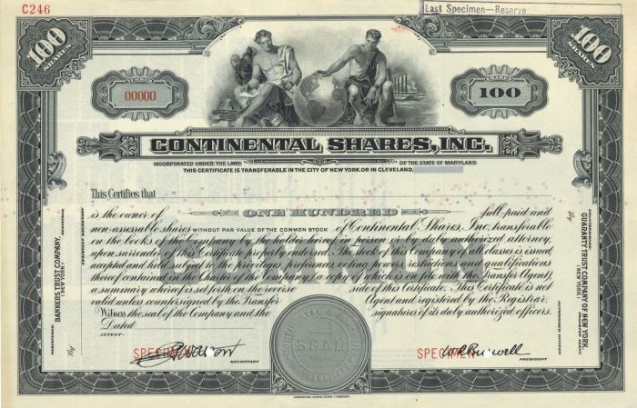 Continental Shares, Inc. - Specimen Stock