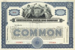 Continental Paper Bag Co. - Specimen Stock Certificate
