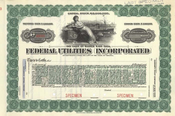 Federal Utilities Incorporated - Specimen Stock