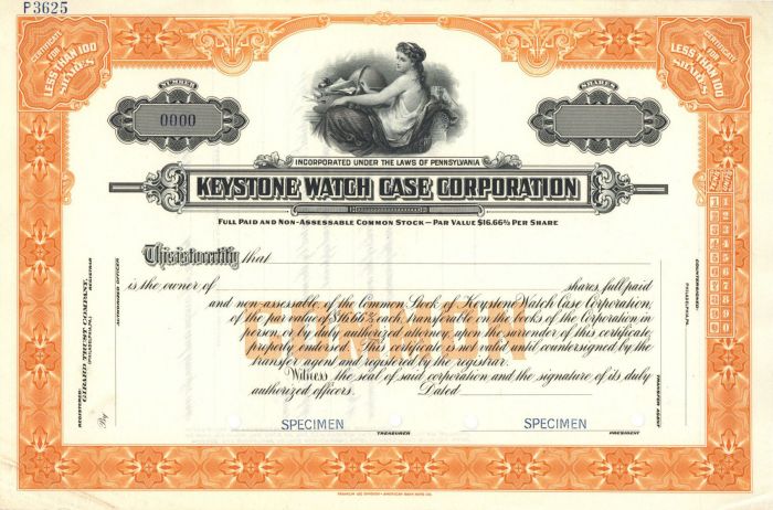 Keystone Watch Case Corporation - Specimen Stock