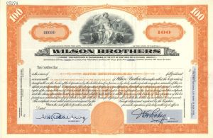 Wilson Brothers - Specimen Stock Certificate