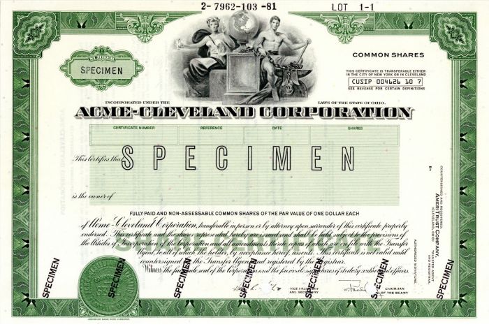 Acme-Cleveland Corporation -  Specimen Stock