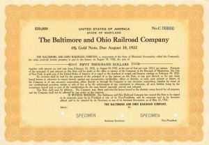 Baltimore and Ohio Railroad Company - Specimen Bond