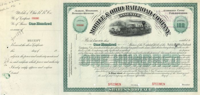 Mobile and Ohio Railroad Co. - Specimen Stock