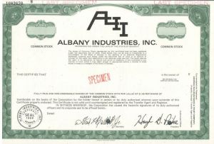 Albany Industries, Inc. - Specimen Stock Certificate