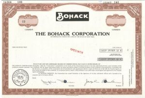 Bohack Corporation - Specimen Stock Certificate