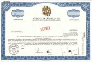Cybermark Systems, Inc. - Specimen Stock Certificate