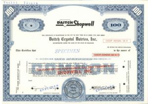 Daitch Crystal Dairies, Inc. - Specimen Stock Certificate
