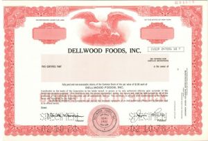 Dellwood Foods, Inc. - Specimen Stock Certificate
