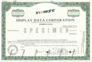Display Data Corporation - Specimen Stock Certificate
