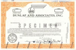 Dunlap and Associates, Inc. - Specimen Stock Certificate