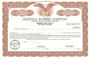 Goodall Rubber Co. - Specimen Stock Certificate