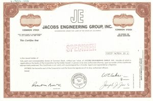 Jacobs Engineering Group, Inc. - Specimen Stock Certificate