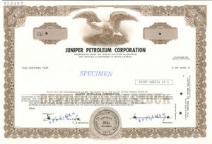 Juniper Petroleum Corporation - Specimen Stock Certificate