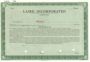Laird Incorporated - Specimen Stock Certificate