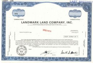 Landmark Land Co., Inc. - Specimen Stock Certificate