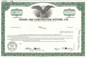 Leisure and Construction Systems, Ltd. - Specimen Stock Certificate