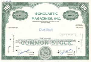 Scholastic Magazines, Inc. - Specimen Stock Certificate