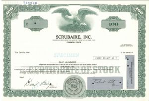 Scrubaire, Inc. - Specimen Stock Certificate
