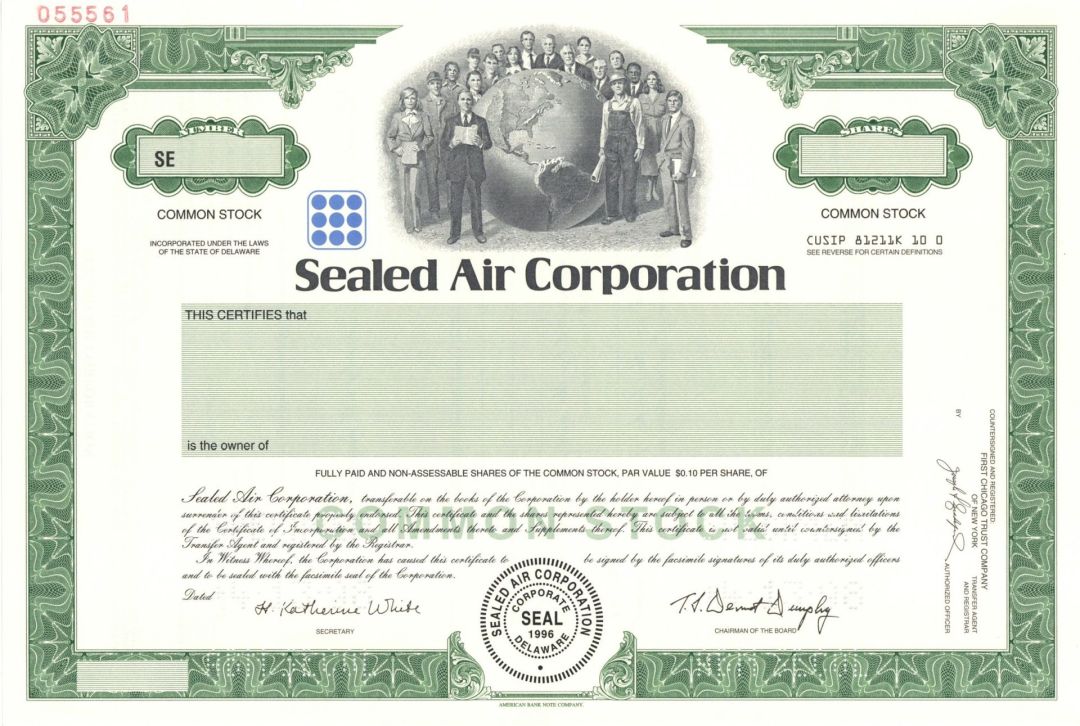 Sealed Air Corp. - 1998 Specimen Stock Certificate