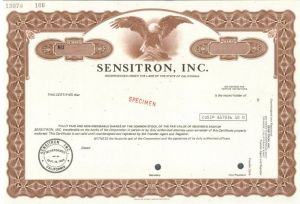 Sensitron, Inc. - Specimen Stock Certificate