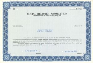 Social Register Association - Specimen Stock Certificate