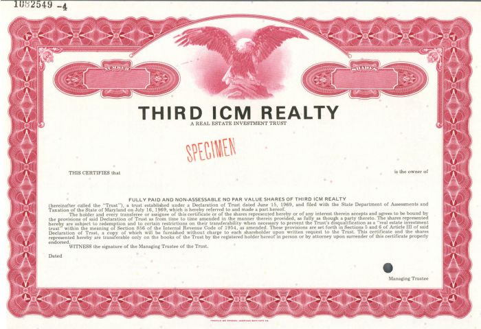 Third ICM Realty - Specimen Stock Certificate
