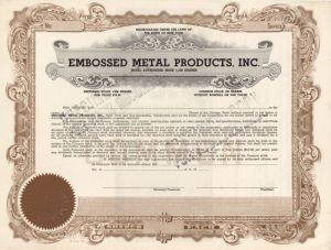 Embossed Metal Products, Inc. - Specimen Stocks