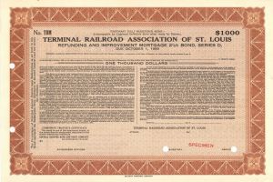 Terminal Railroad Association of St. Louis - $1,000 Specimen Bond