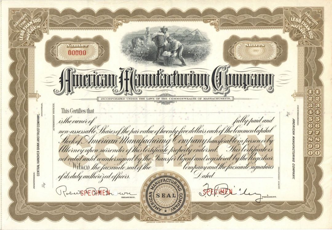 American Manufacturing Co. - Specimen Stock