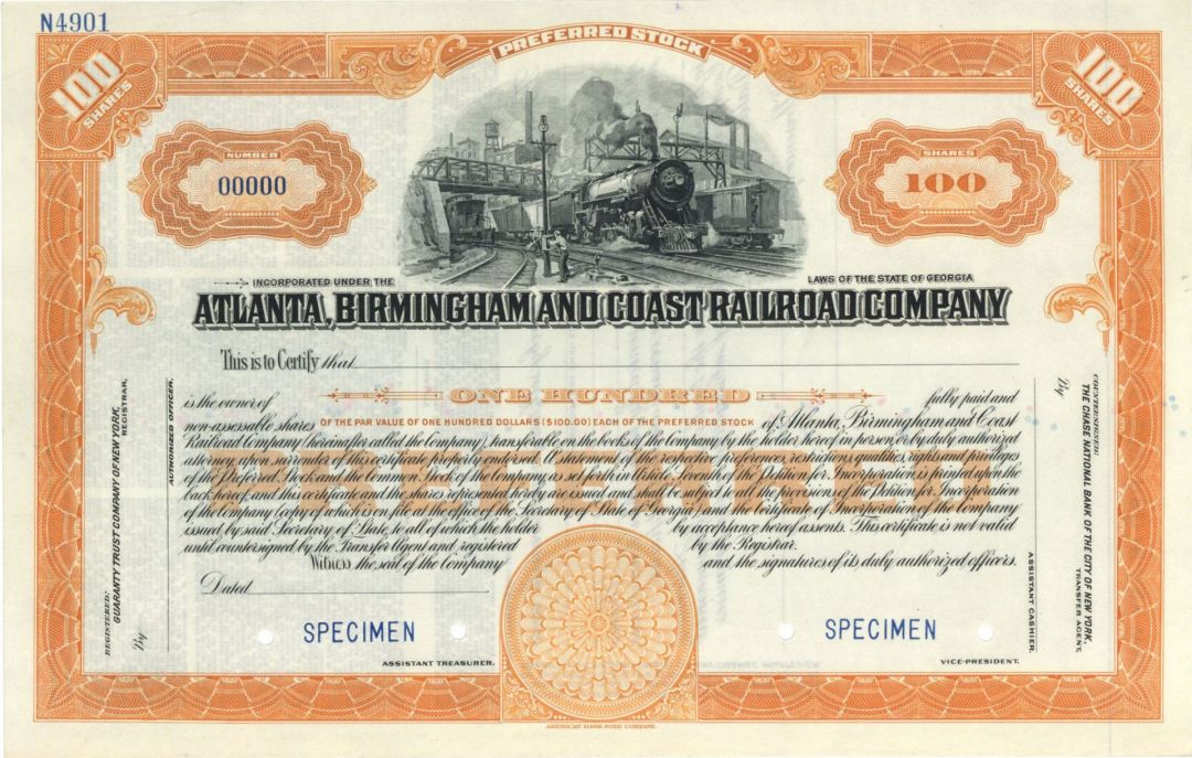 Atlanta, Birmingham and Coast Railroad Co. - Specimen Stock