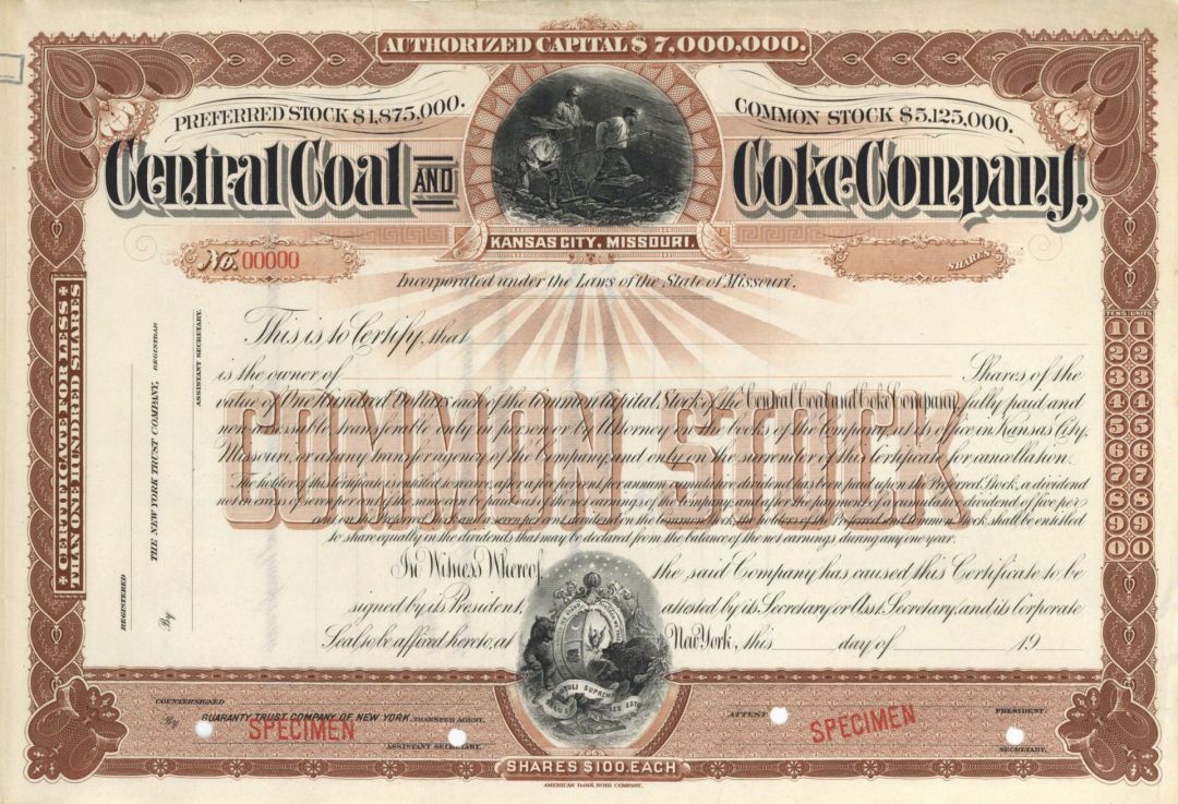 Central Coal and Coke Co. - Specimen Stock