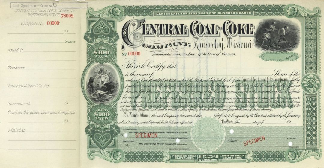 Central Coal and Coke Co. - Specimen Stock