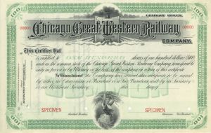 Chicago Great Western Railway Co. - Specimen Railroad Stock Certificate